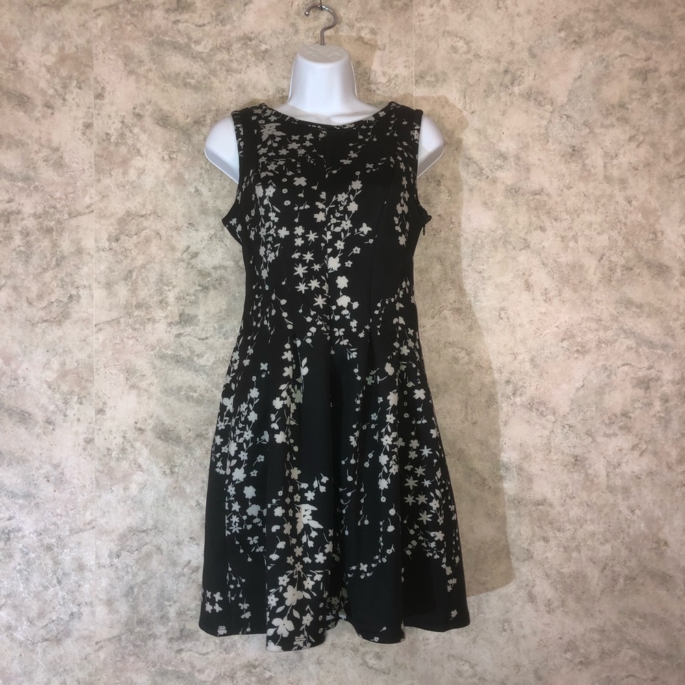 Ann Taylor Floral Pleated-Waist Cushion Dress